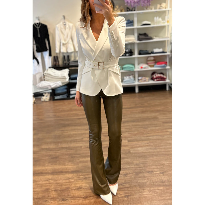 Commando Faux Leather High Waisted Flare Legging in Cadet