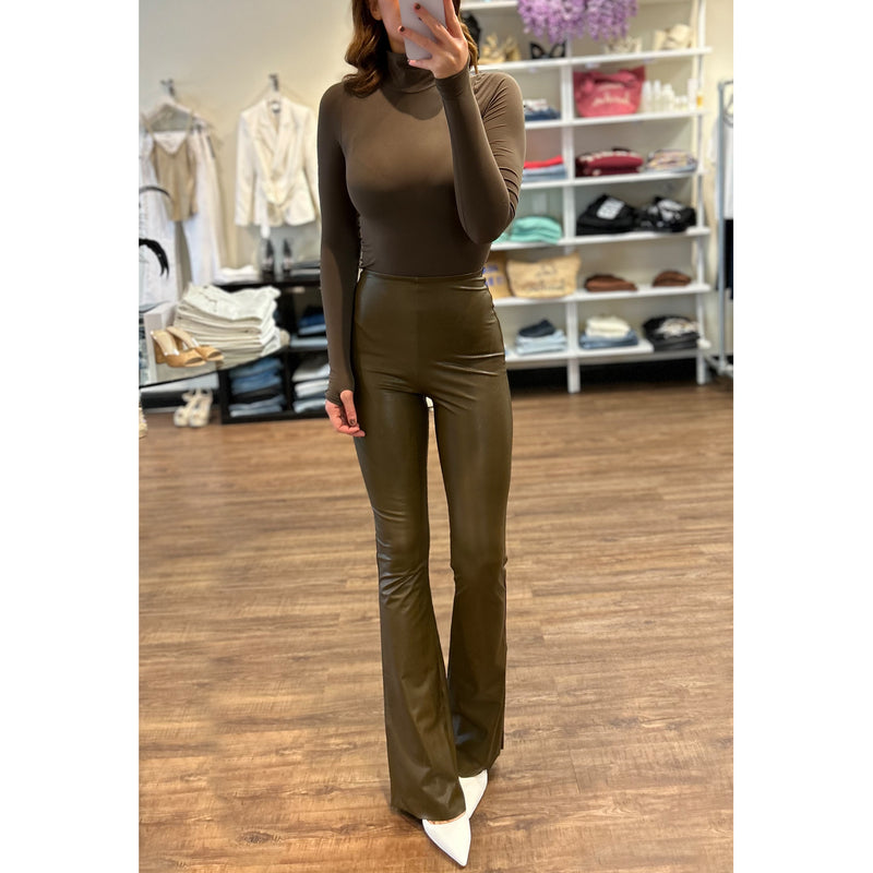 Commando Faux Leather High Waisted Flare Legging in Cadet