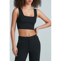 Commando Neoprene Square Neck Crop Top in Black