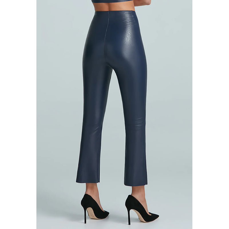 Commando Faux Leather High Waisted Crop Flare Pant in Navy