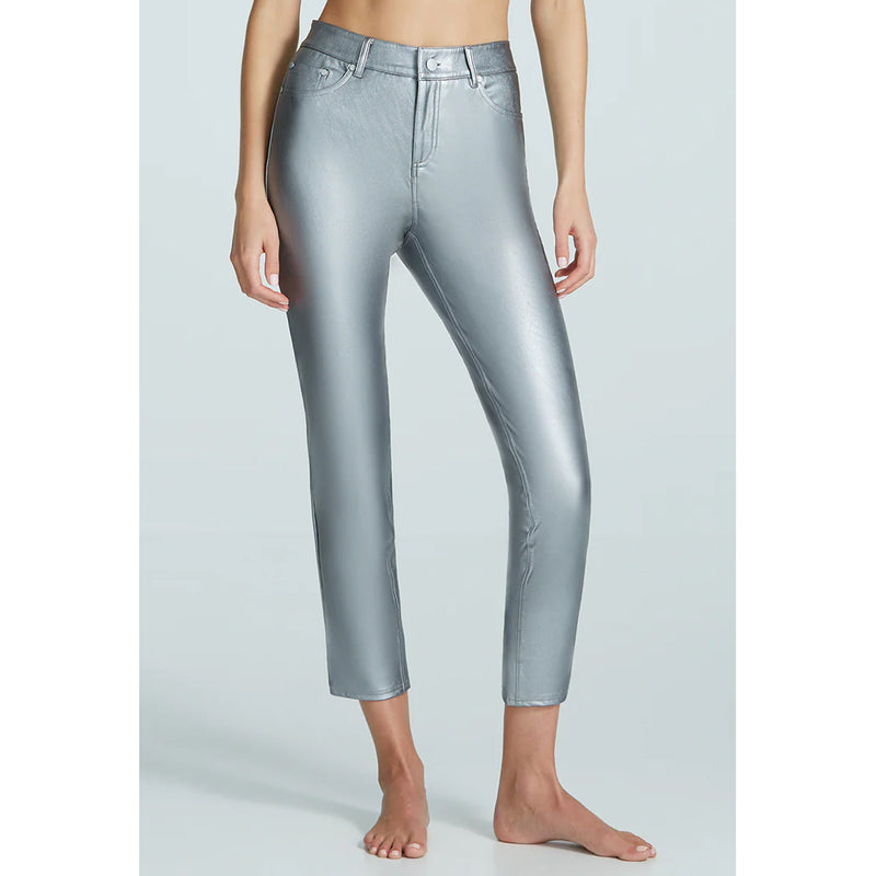 Commando Faux Leather High Waisted Five Pocket Pant in Platinum