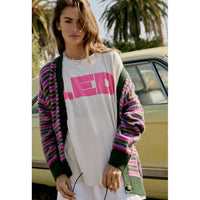 DAYDREAMER Led Zep Mech Tee in Cream/Hot Pink