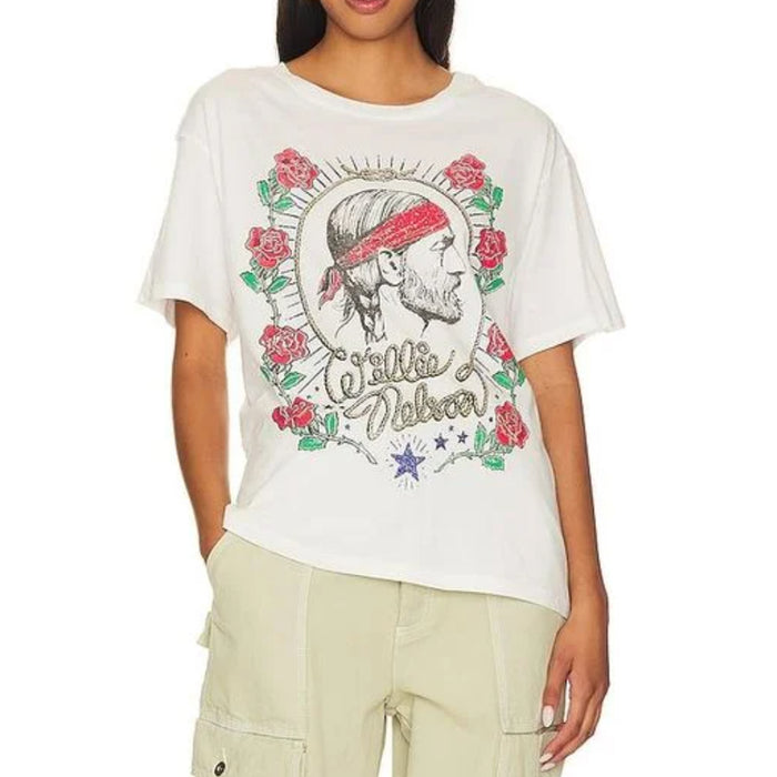 DAYDREAMER Willie Nelson BF Tee in White