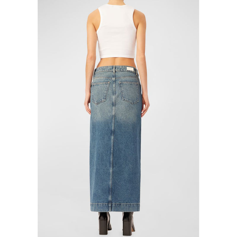 DL1961 Denim Asra Low Rise Maxi Skirt in Aged Mid