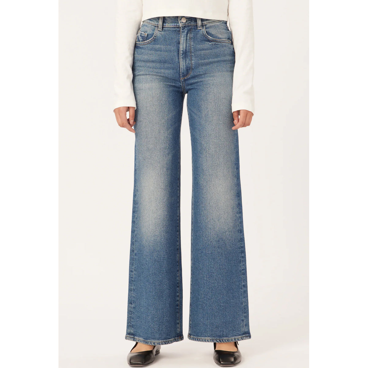 DL1961 Denim Hepburn Wide Leg High Rise Vintage 32" in East Lake