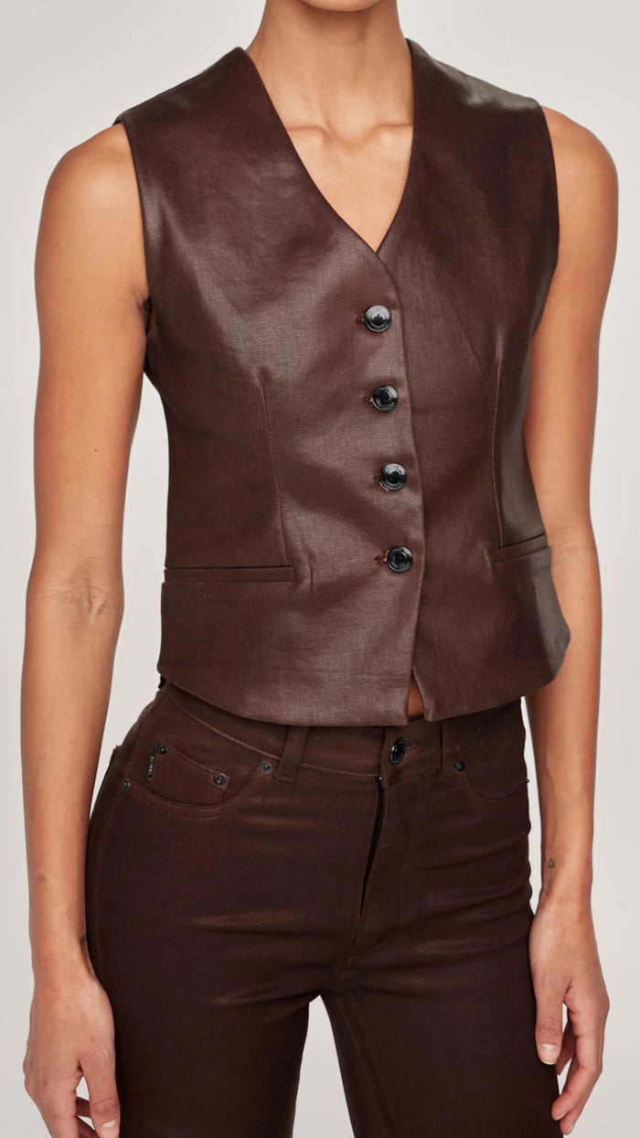 DL1961 Denim Tailored Vest in Coated Walnut