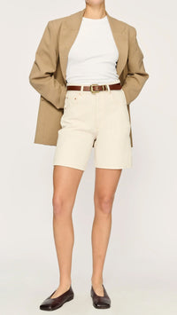 DL1961 Denim Taylor High Rise Shorts in Flax