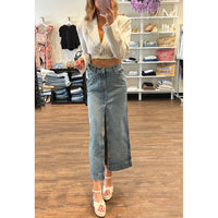 DL1961 Denim Asra Maxi Skirt in Aged Mid