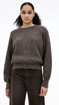 SLVRLAKE Florence Cinch Crew Sweater in Walnut