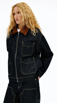 SLVRLAKE Casey Square Worker Denim Jacket in Empty Sky