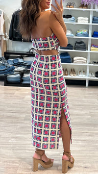 Elliatt Luna Crochet Midi Dress in Multi
