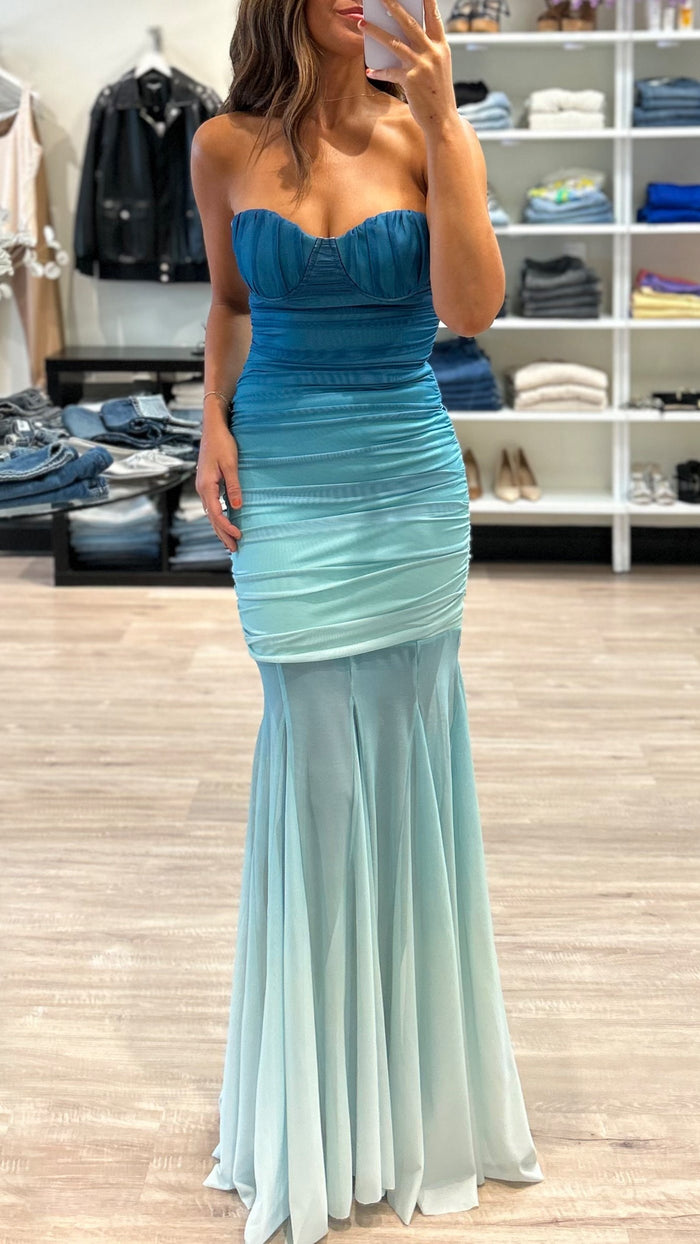 Elliatt Brielle Strapless Gown in Ombre Mint