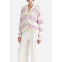 Ena Pelly Lola Knit Cardigan in Vintage White/Orchid