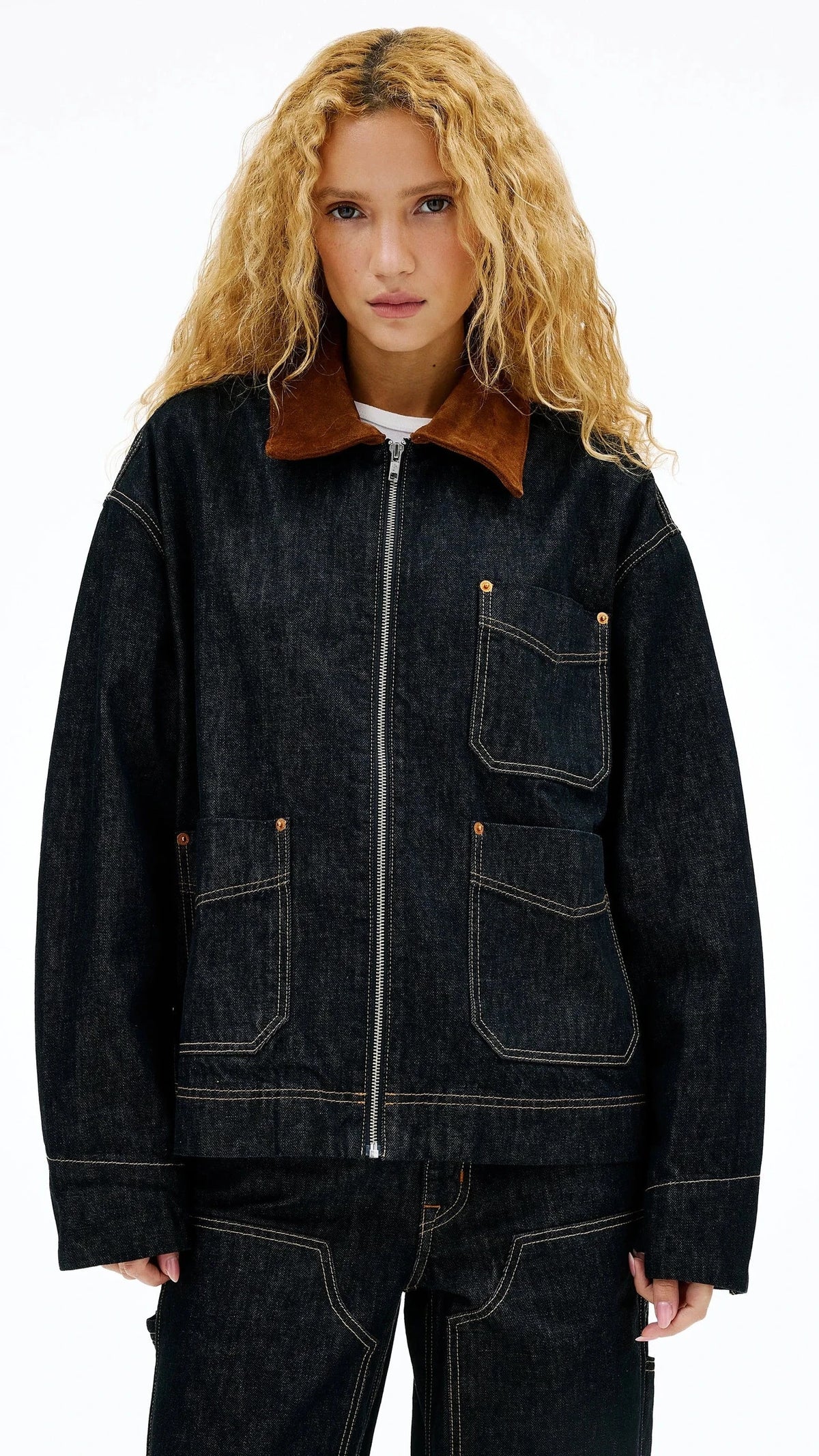 SLVRLAKE Casey Square Worker Denim Jacket in Empty Sky