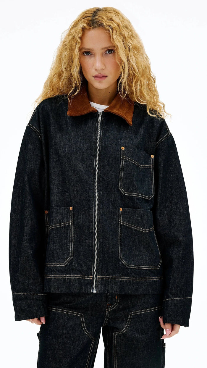 SLVRLAKE Casey Square Worker Denim Jacket in Empty Sky