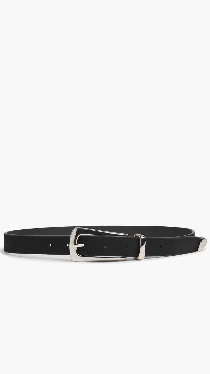Favorite Daughter The Suede Statement Belt in Black/Silver