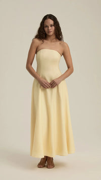 Favorite Daughter The Favorite Strapless Linen Dress in Moonbeam