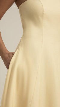 Favorite Daughter The Favorite Strapless Linen Dress in Moonbeam