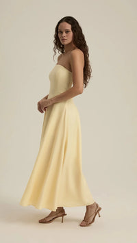 Favorite Daughter The Favorite Strapless Linen Dress in Moonbeam
