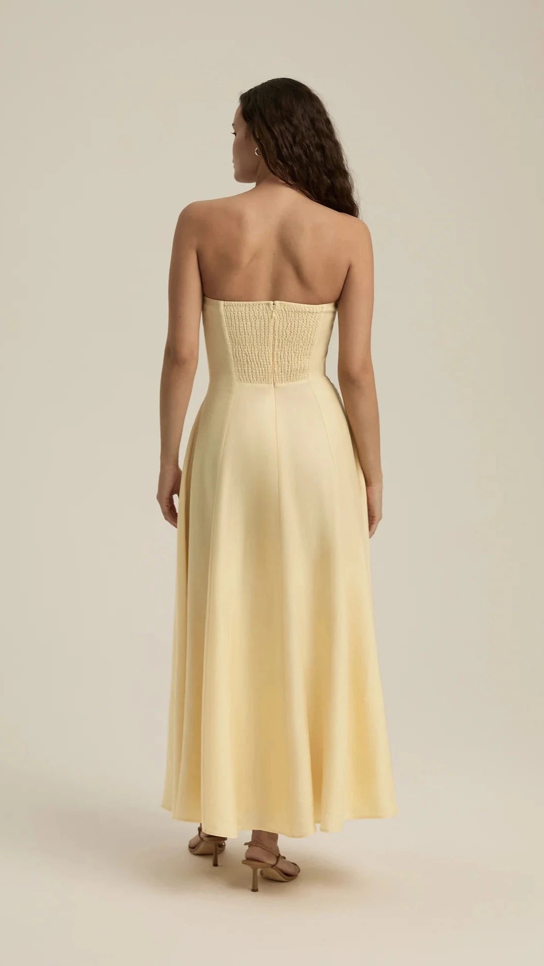 Favorite Daughter The Favorite Strapless Linen Dress in Moonbeam