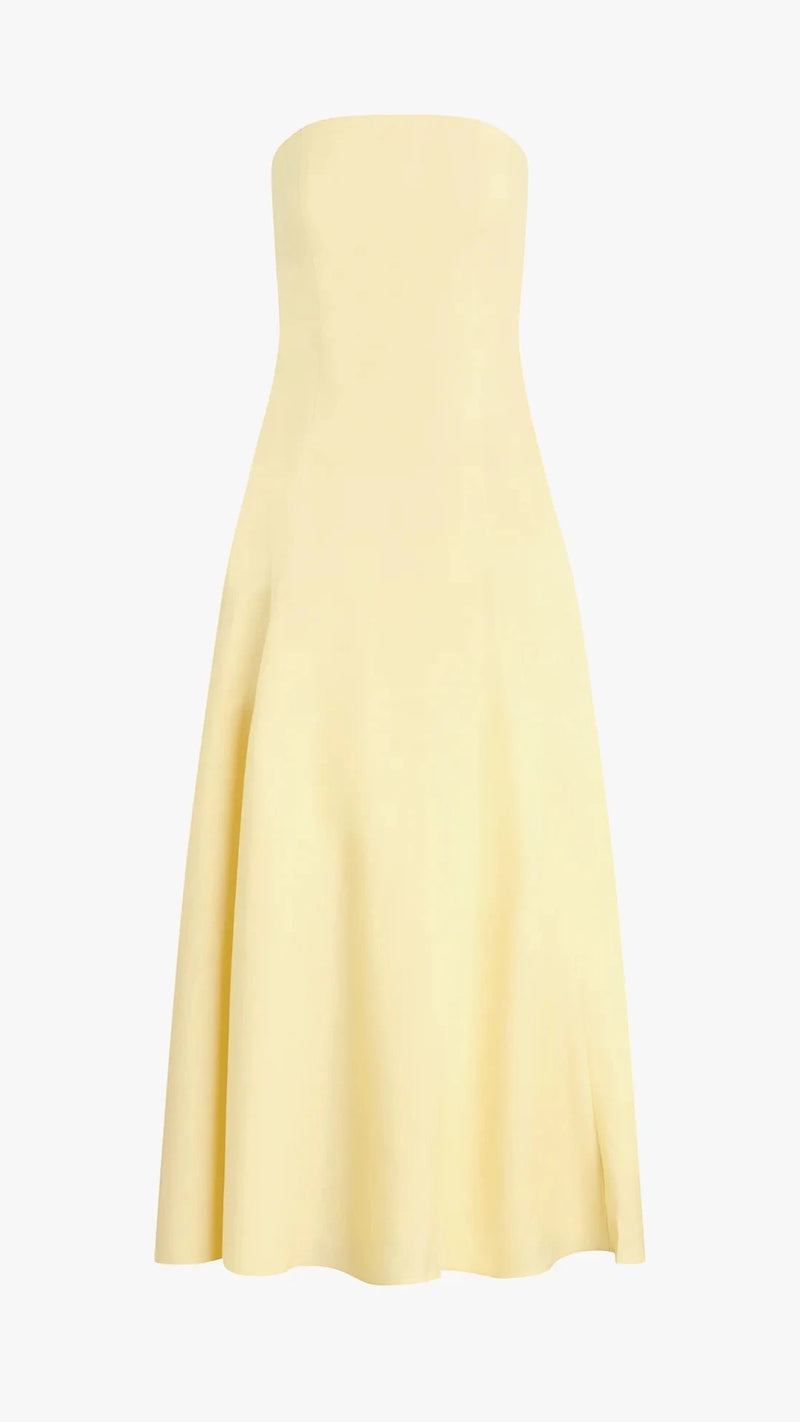 Favorite Daughter The Favorite Strapless Linen Dress in Moonbeam