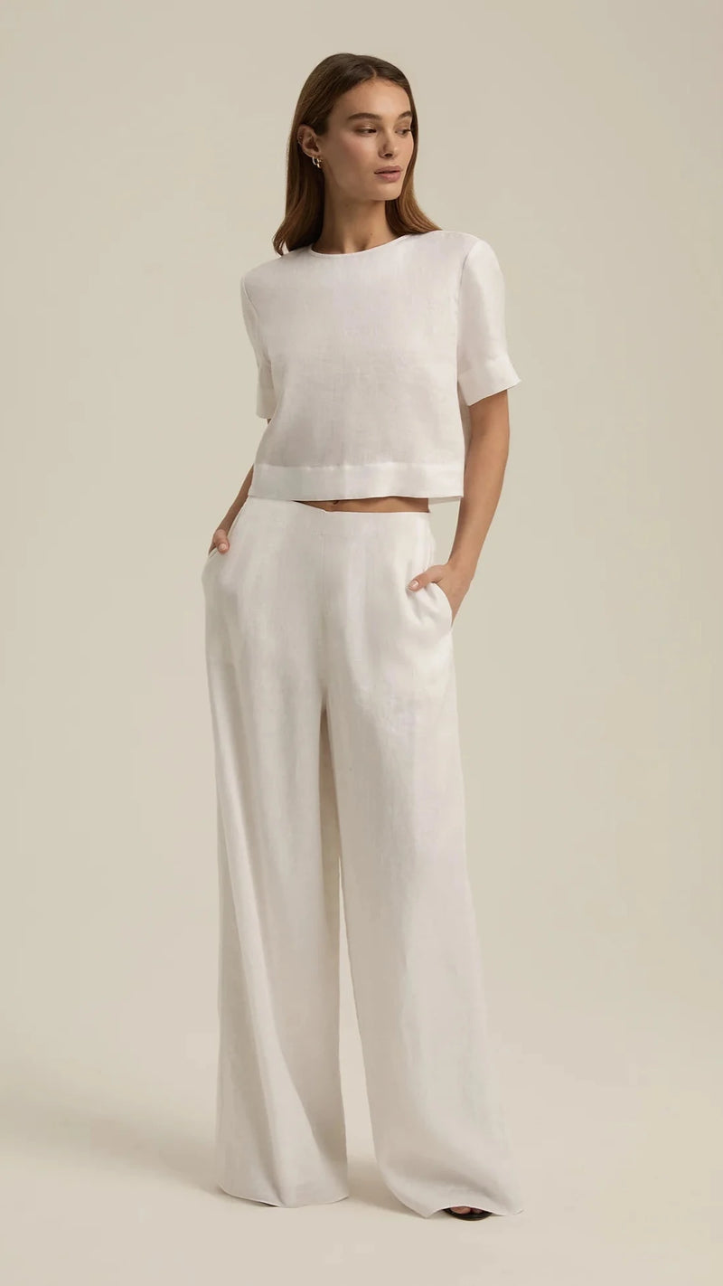 Favorite Daughter Easy Breezy Linen Top in White