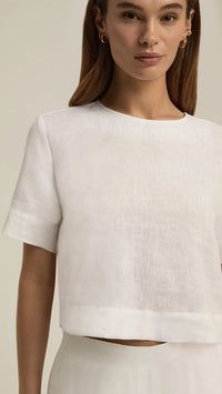 Favorite Daughter Easy Breezy Linen Top in White