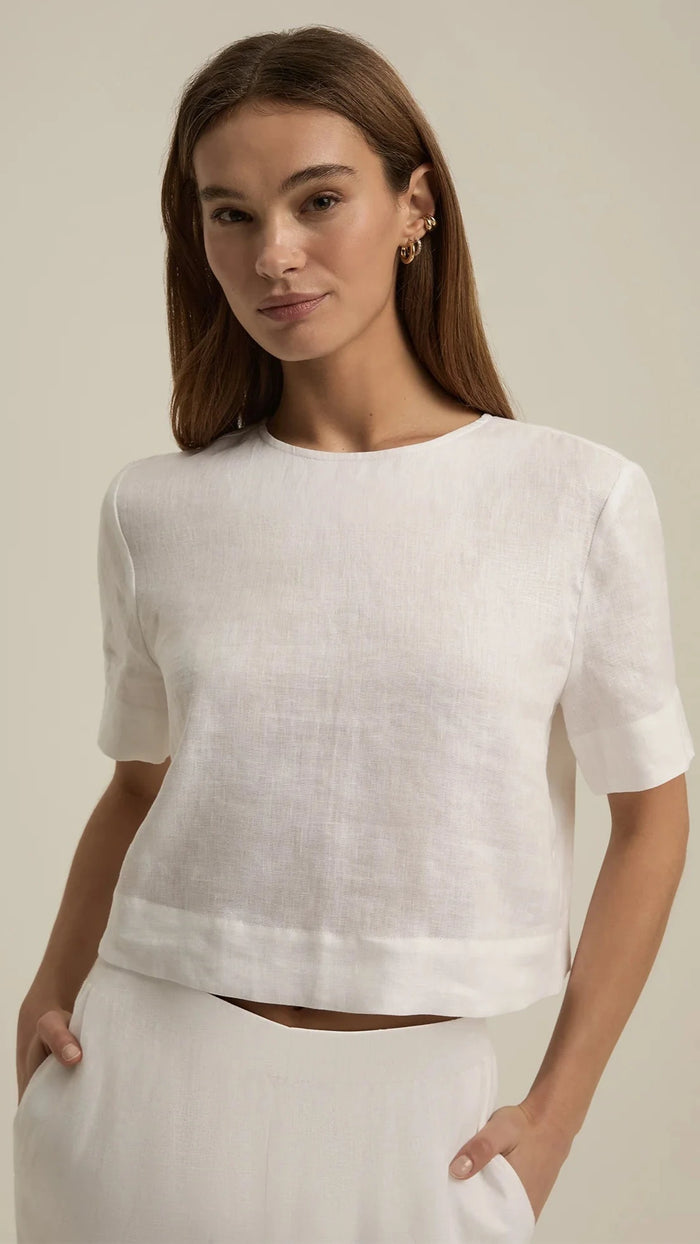 Favorite Daughter Easy Breezy Linen Top in White