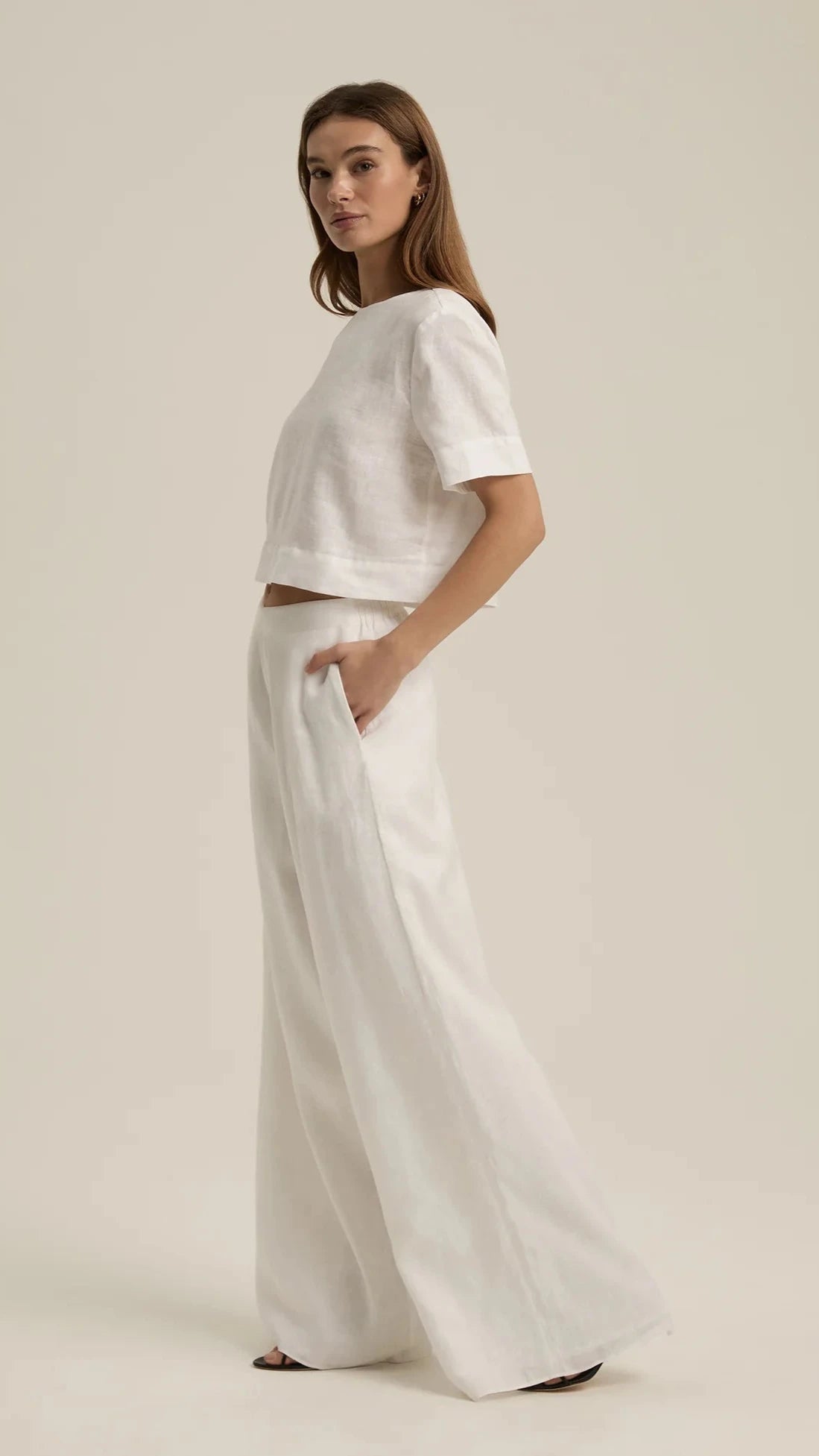 Favorite Daughter Wide Leg Linen Pant in White