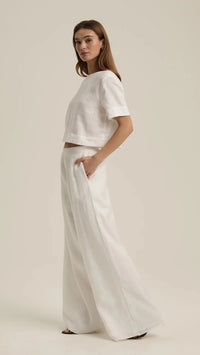 Favorite Daughter Wide Leg Linen Pant in White