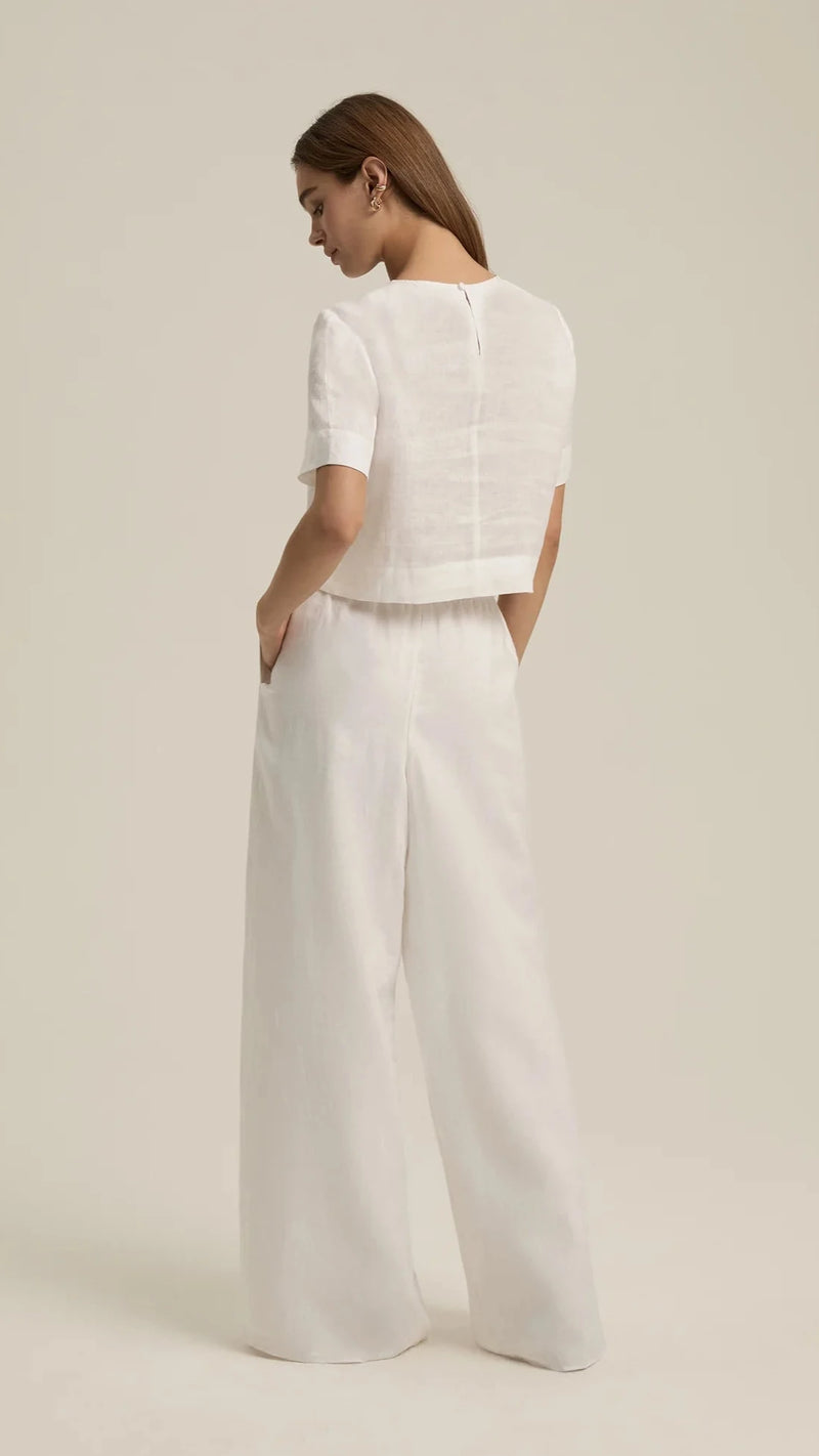 Favorite Daughter Wide Leg Linen Pant in White