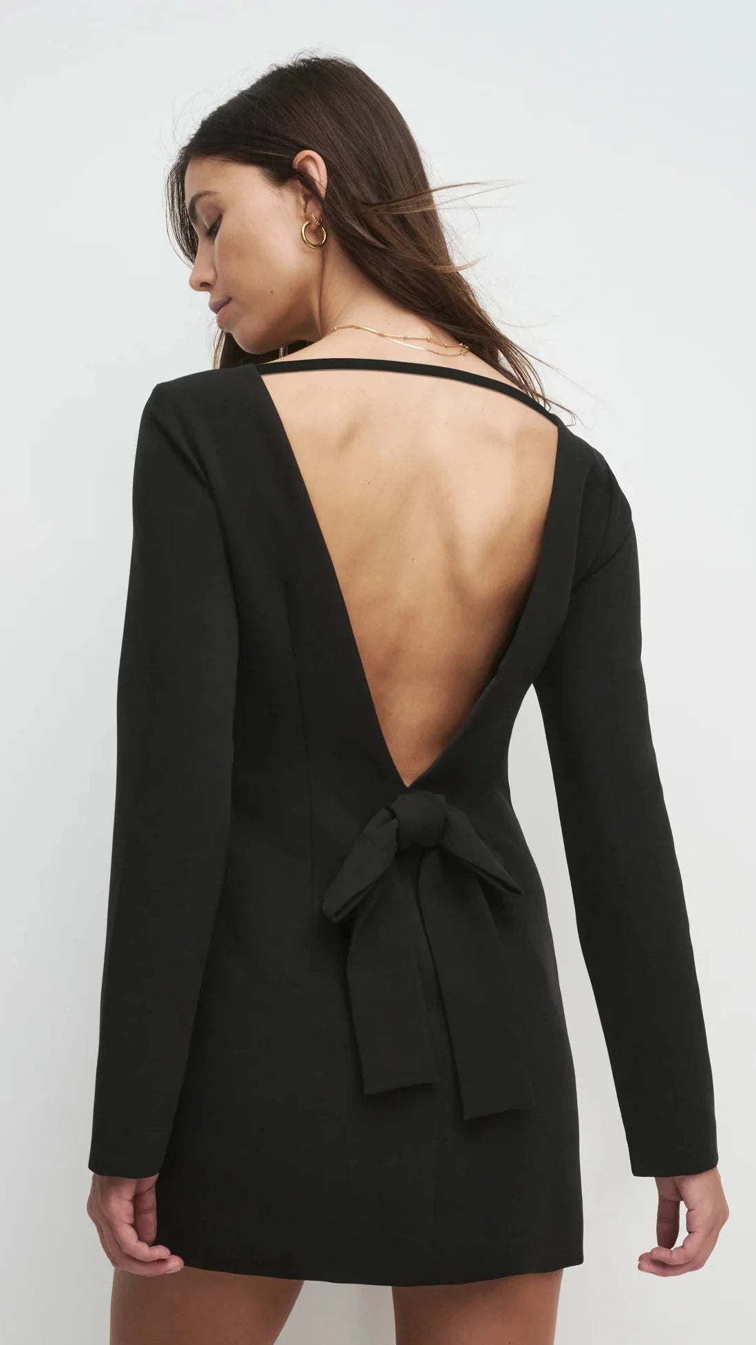 Favorite Daughter The Long Sleeve Meet Cute Bow Dress in Black