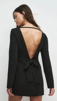 Favorite Daughter The Long Sleeve Meet Cute Bow Dress in Black