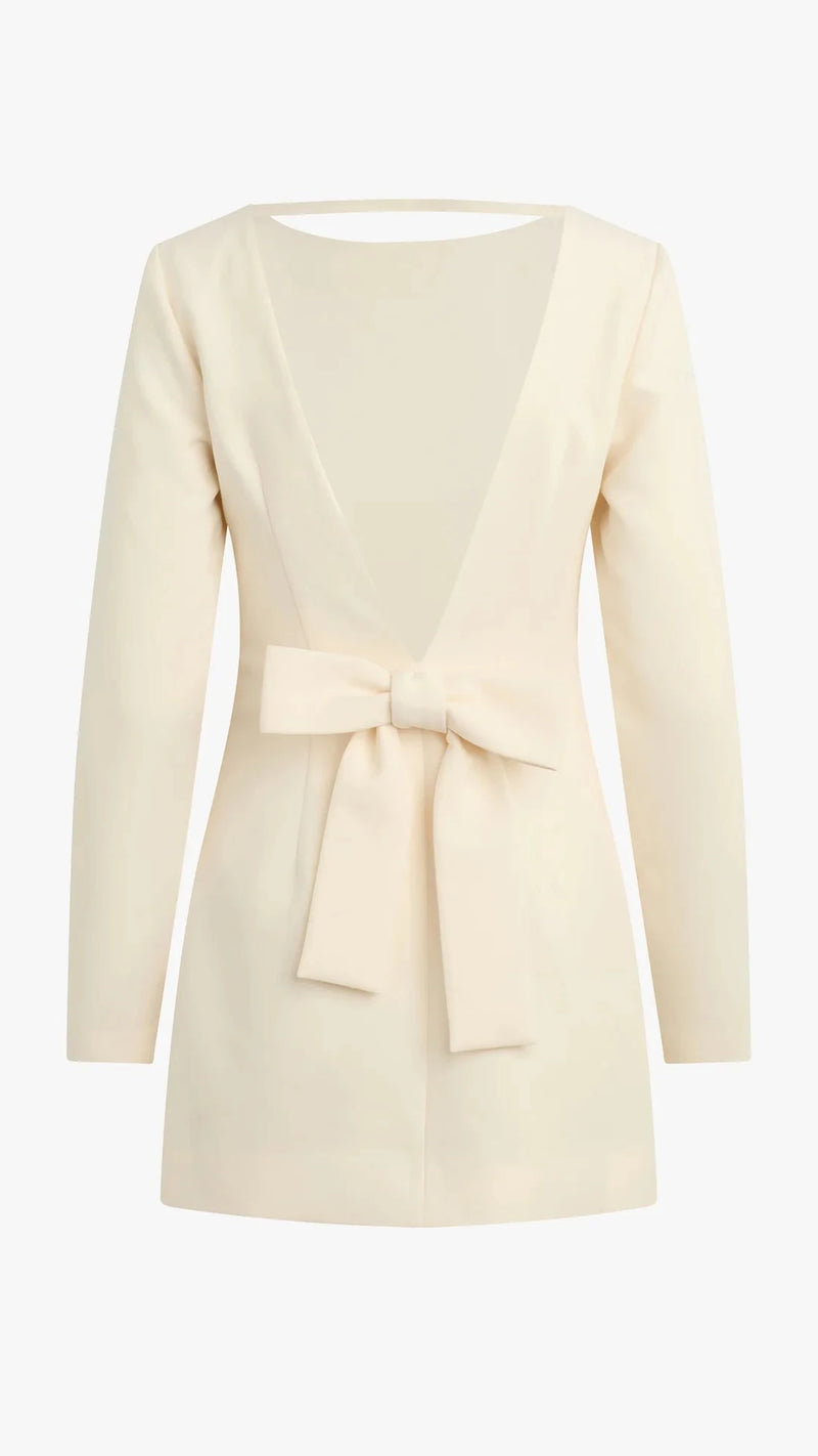 Favorite Daughter The Long Sleeve Meet Cute Bow Dress in Ivory