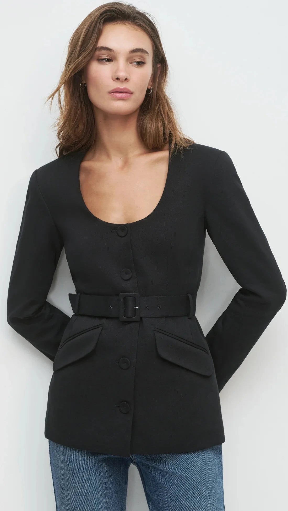 Favorite Daughter Christy Belted Jacket in Black