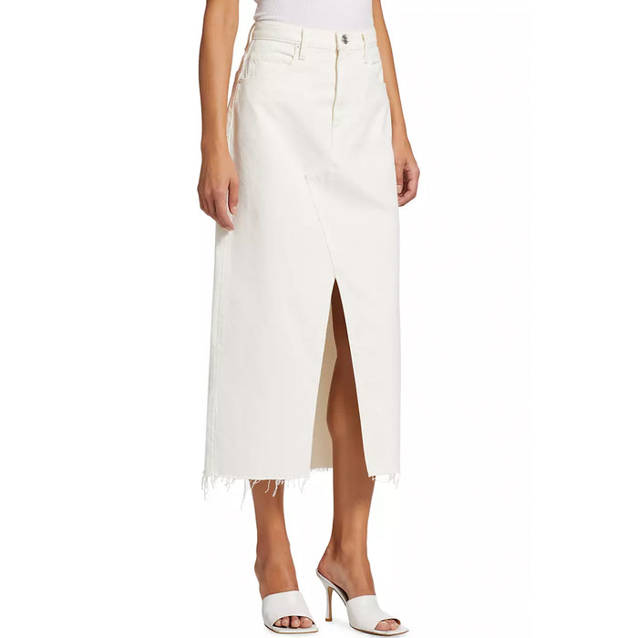 Frame Denim The Midaxi Skirt Angled Seam in Ecru