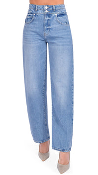 Frame Denim Double High Waist Band Barrel in Weston