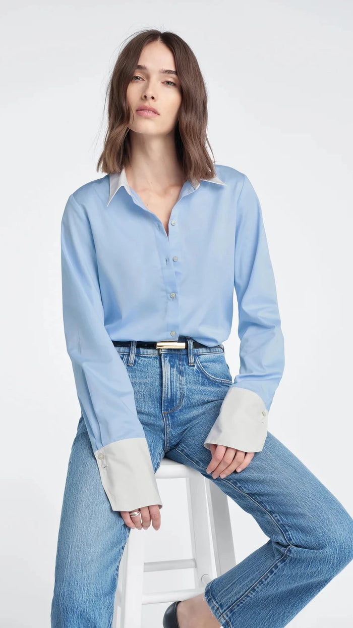 Favorite Daughter The Cuffed Statement Shirt in Powder Blue