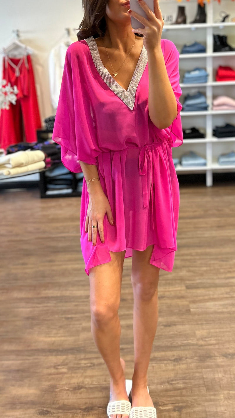 Generation Love Bria Crystal Cover Up in Hot Pink