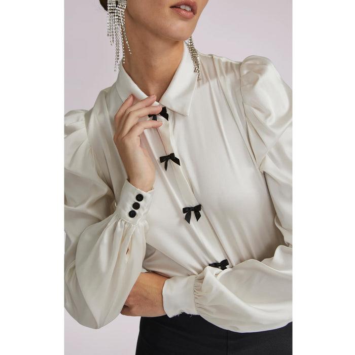 Generation Love Arly Bow Blouse in White/Black