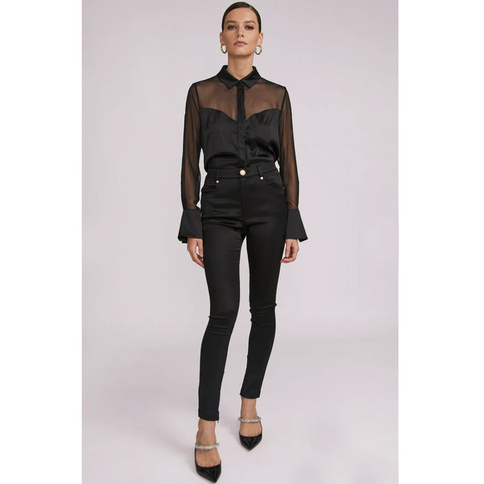 Generation Love Taytum Georgette Combo Blouse in Black