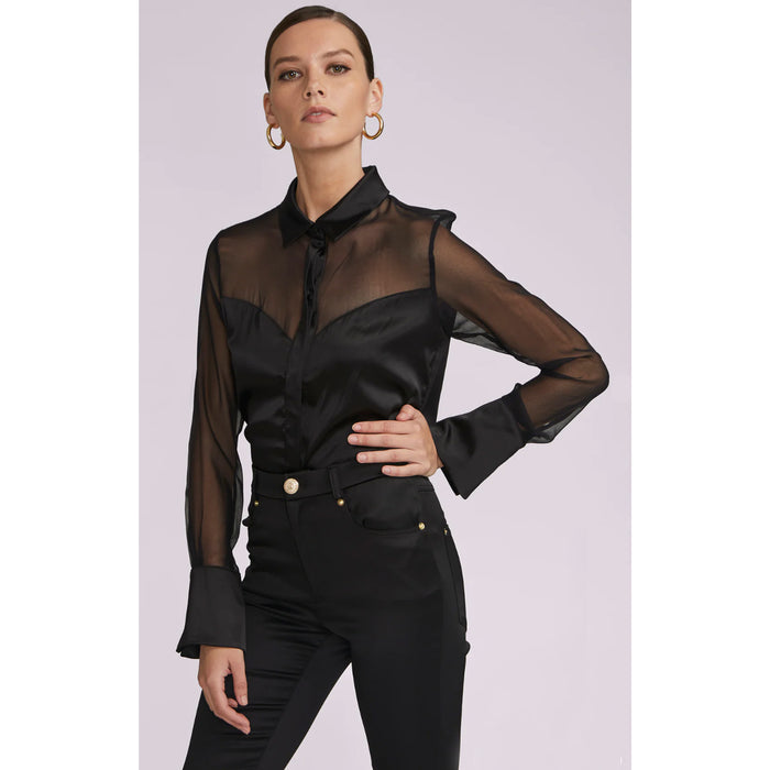 Generation Love Taytum Georgette Combo Blouse in Black
