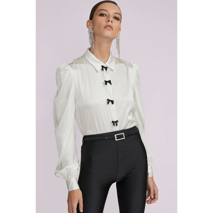 Generation Love Arly Bow Blouse in White/Black