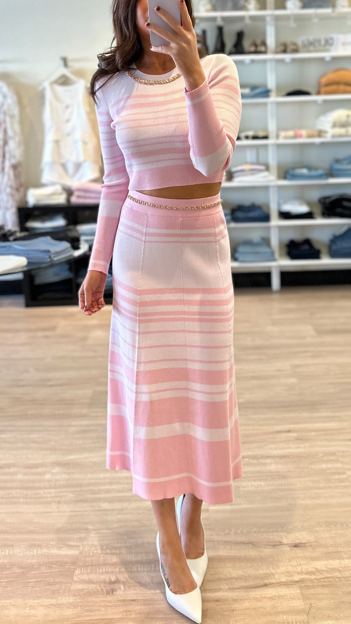 Generation Love Tiana Knit Sweater Skirt in Pink Stripe