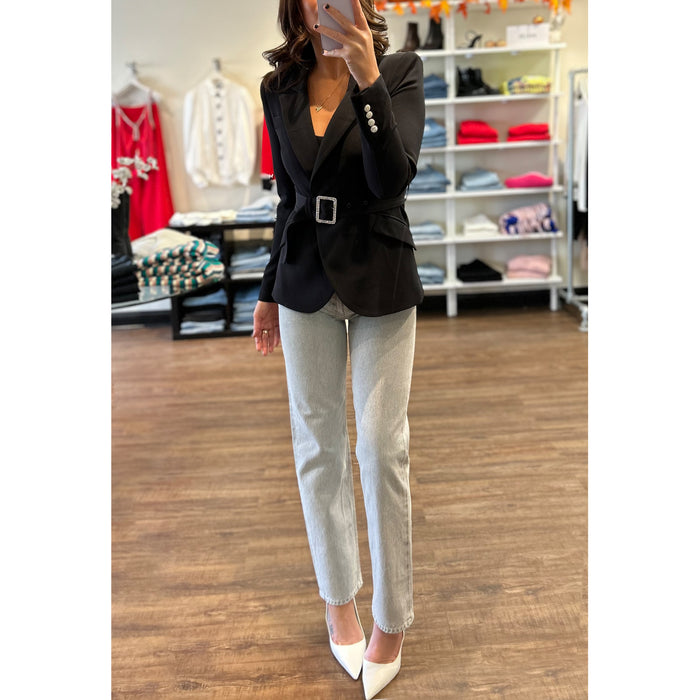Generation Love Gardena Crepe Belted Blazer in Black
