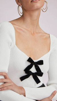 Generation Love Coralie Velvet Bow Top in White