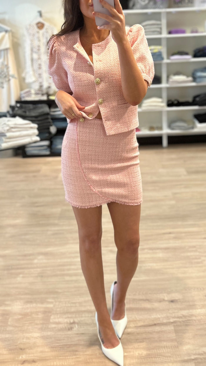 Generation Love Sanni Tweed Mini Skirt in Light Pink