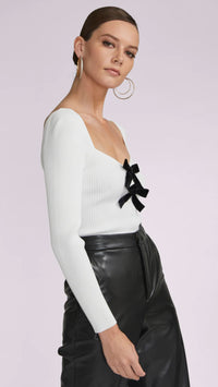 Generation Love Coralie Velvet Bow Top in White