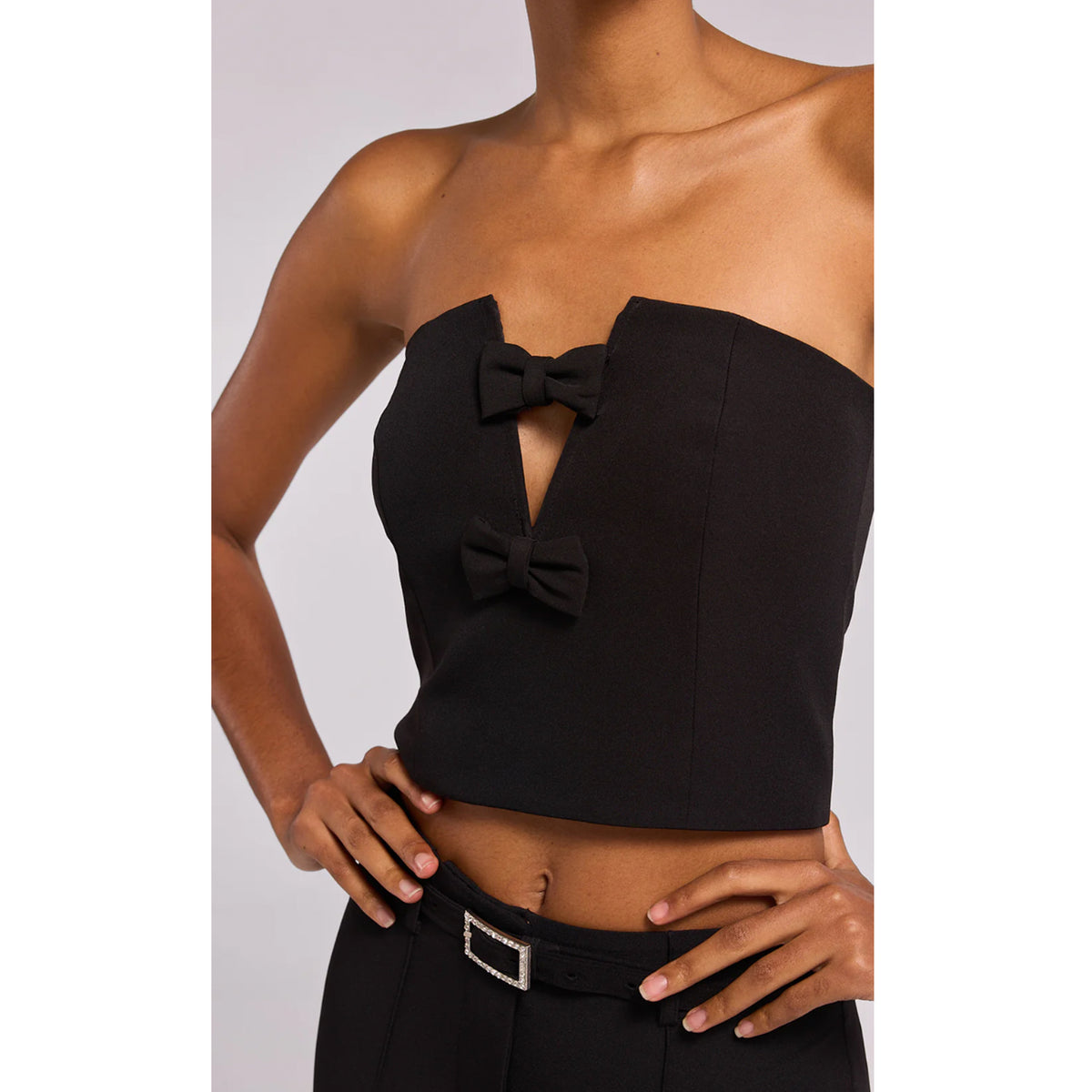 Generation Love Giselle Bow Bustier Top in Black