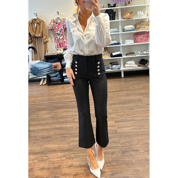 Generation Love Amirah High Waisted Crepe Pant in Silver/Black